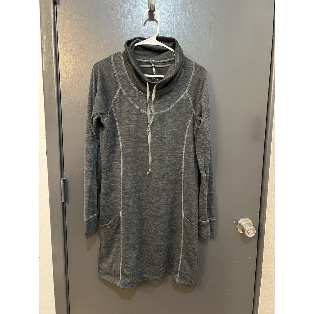 Kuhl Lea Dress Womens L Charcoal Gray Long Sleeve Cowl Neck Hiking Fall Pockets